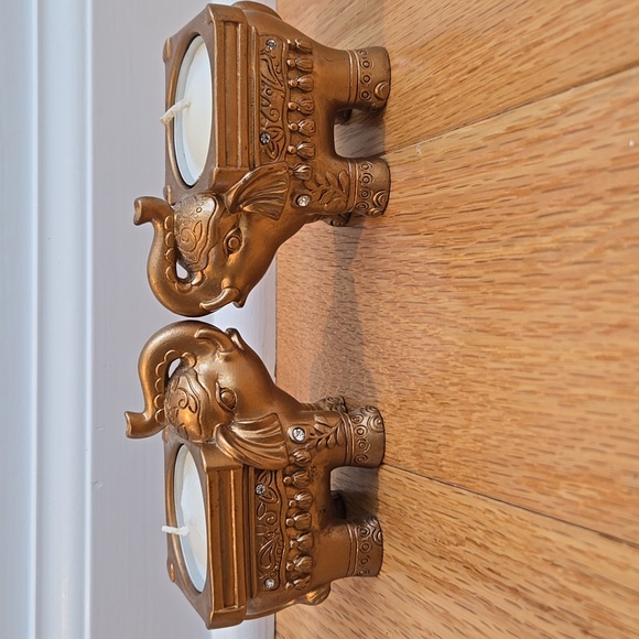 Source Unknown Other - Gold Elephant Tealight Holders